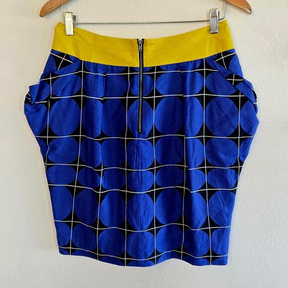100% cotton retro pocket knee length graph skirt 1980s - Picture 4 of 4